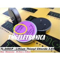 TL-2450 - Bateria TL2450 3.6V Size WAFER LITHIUM, Tadiran Battery TL2450 3,6Volts - Back-up IHM, Robot Machine, PLC, CNC Machine - Non-Rechargeable - BATT Tadiran lithium  3.6V / TL-2450/P